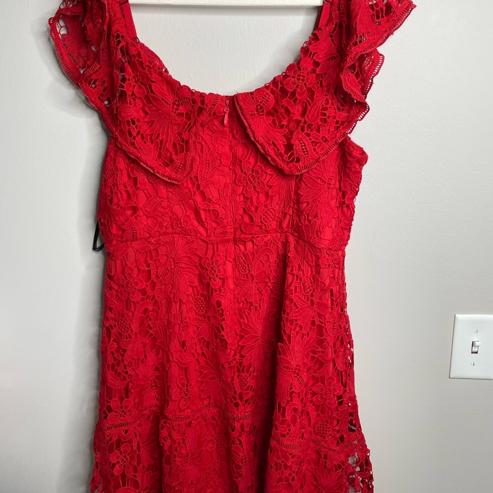 CITY CHIC Dream Of Lace Dress Red Scarlet - Picture 6 of 9